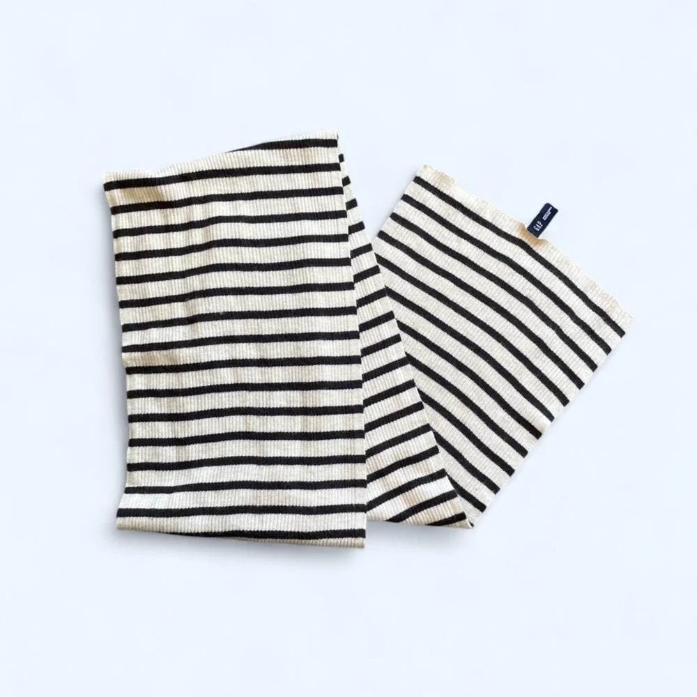 black +‎ cream striped wool blend lightweight scarf by GAP